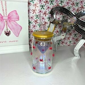Viral Pink Bow glass tumbler